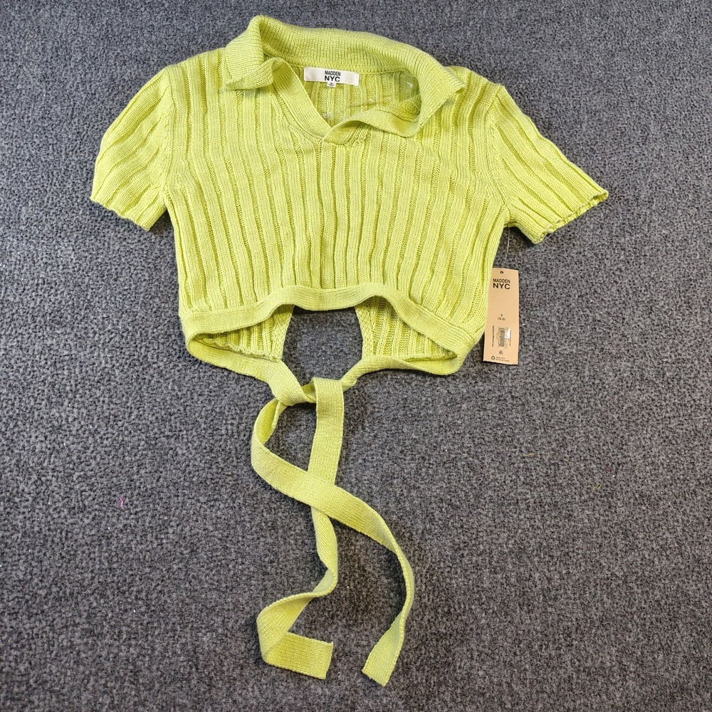 Madden cropped tie back sweater NWT small